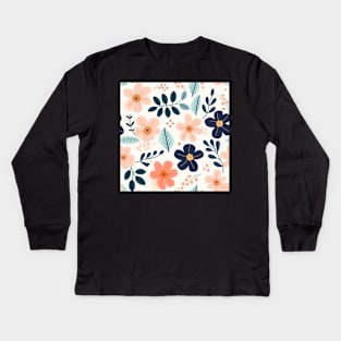 Seamless Floral Pattern Spring Flower Texture Kids Long Sleeve T-Shirt